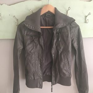 Vegan leather bomber style jacket